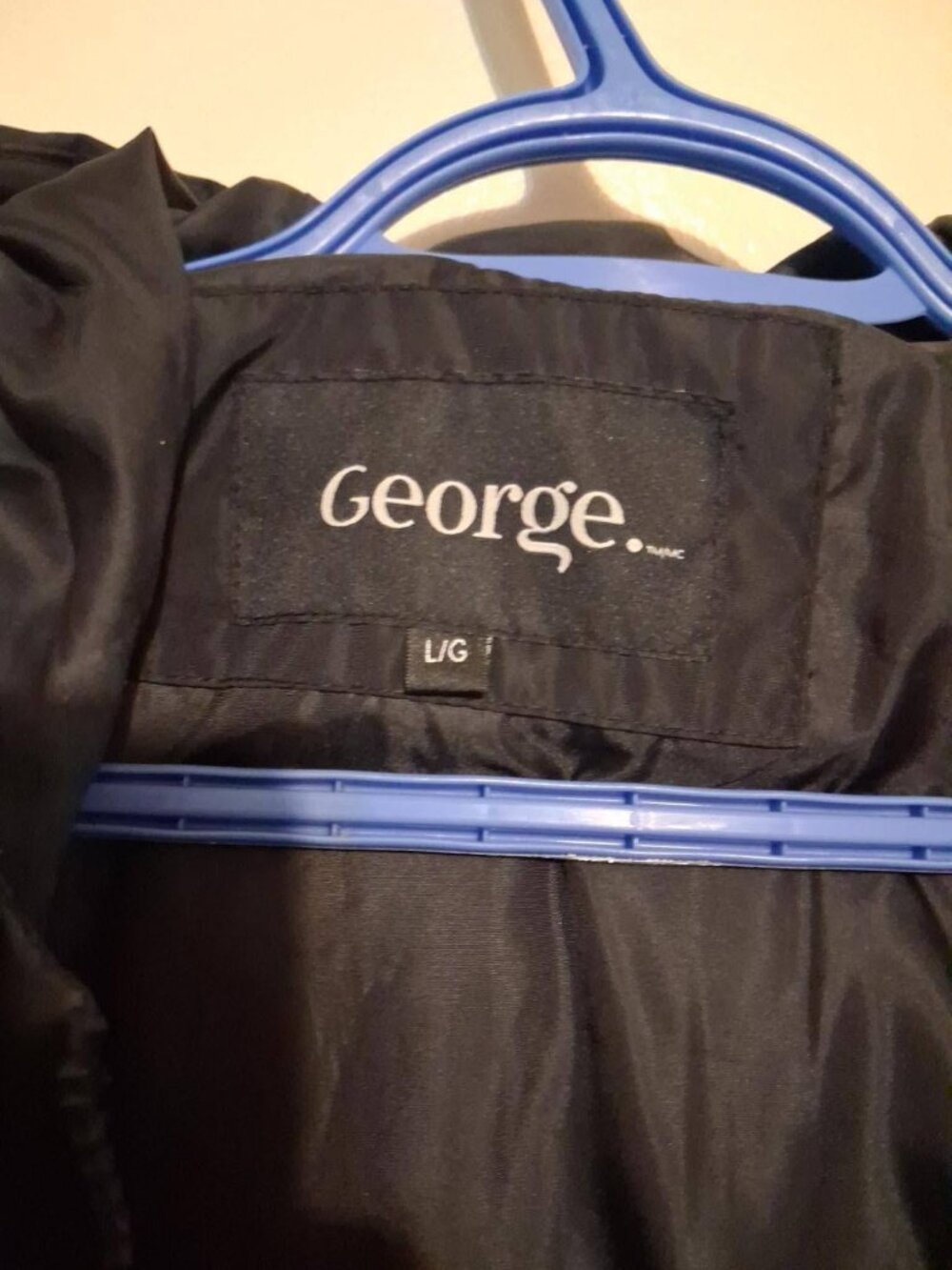 George Black Hooded Puffer Winter Coat Jacket Size L - Picture 6 of 7